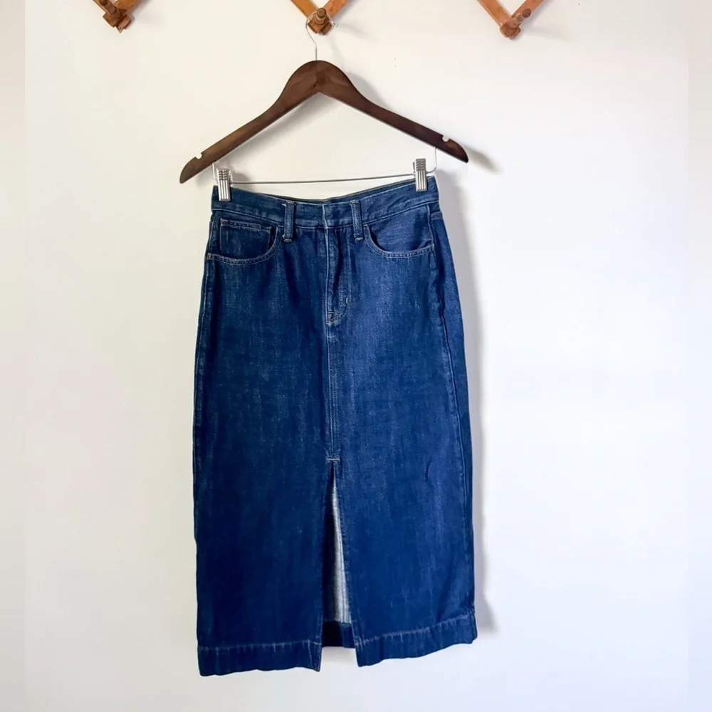 J Crew Denim Midi Skirt in Rinse Wash